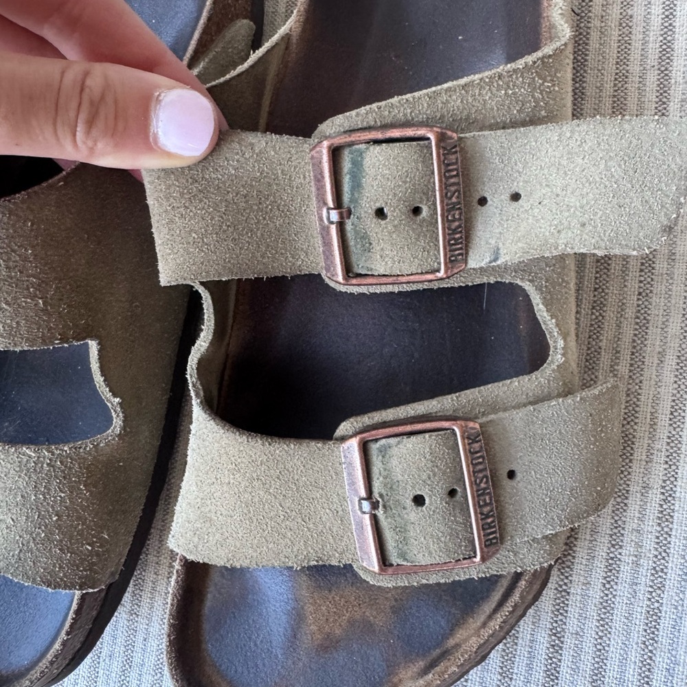 Birkenstock Arizona Taupe Suede Softbed Sandals size 41 regular/wide - Picture 2 of 10